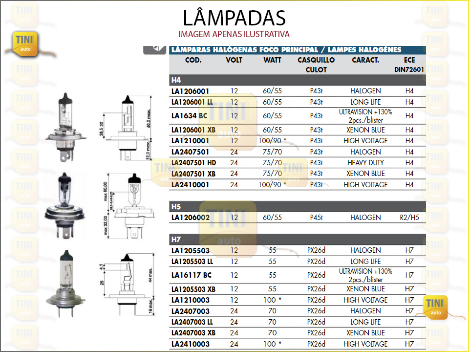 LAMPADA H4 C/ANEL  12V 60/55W ( H5 )