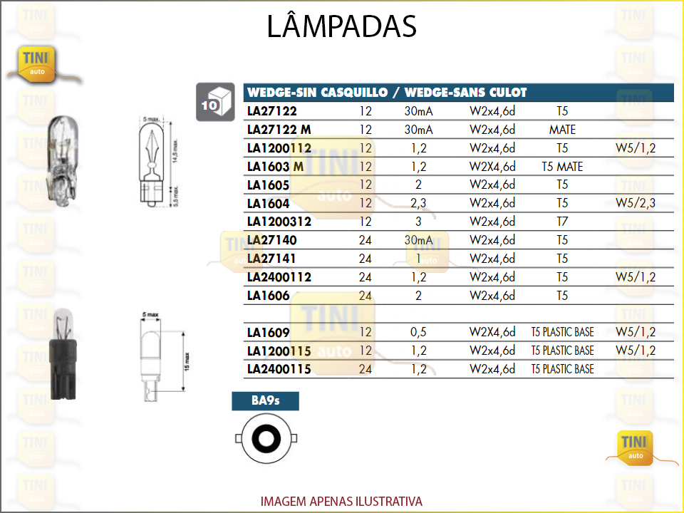 LAMPADA S/CASQUI.12V1,2W