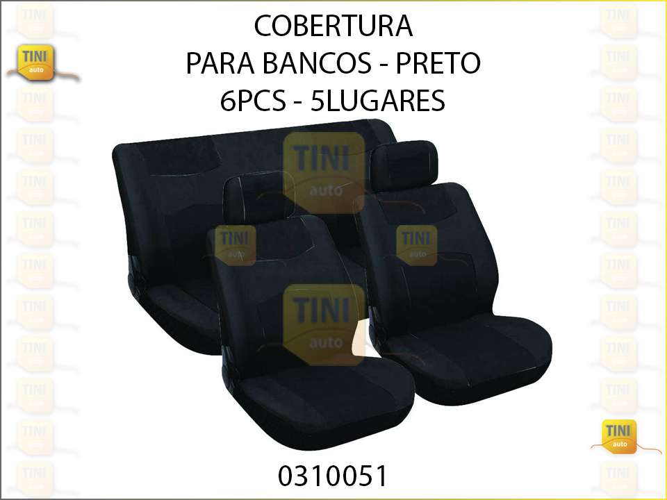 COBERTURA P/BANCOS PRETA 6PCS - 5 LUGARES