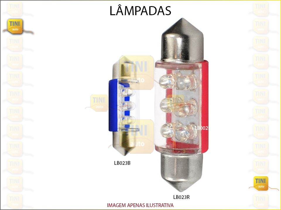 LAMPADAS TUBULAR 36MM EM LED AZUL JG 2