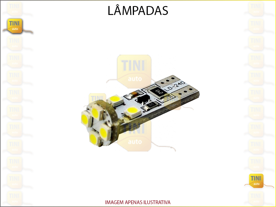 LAMPADAS 12/5 S/CASQUILHO 8SMD LUZ BRANCA INTERIOR