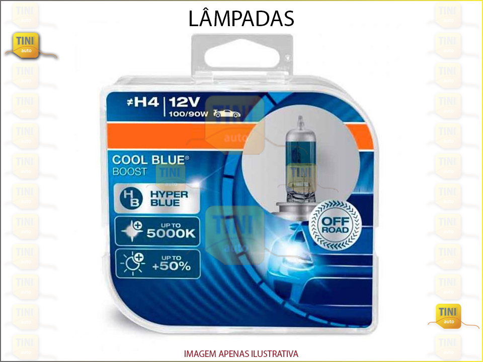 LAMPADAS H4 OSRAM COOL BLUE  C/2PCS 12V 100/90W 