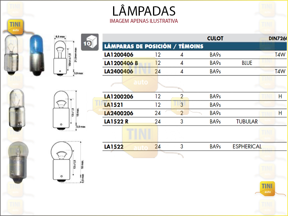 LAMPADA ESFERICA 24V 4W C/CAQ.AVULSO