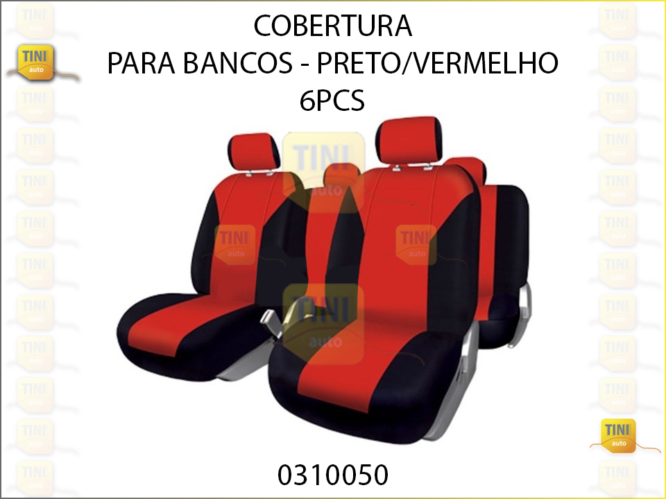 COBERTURA P/BANCOS 6PCS PRETO / VERMELHO