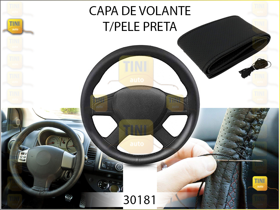 CAPA VOLANTE T/PELE PRETA UNIVERSAL P/COZER