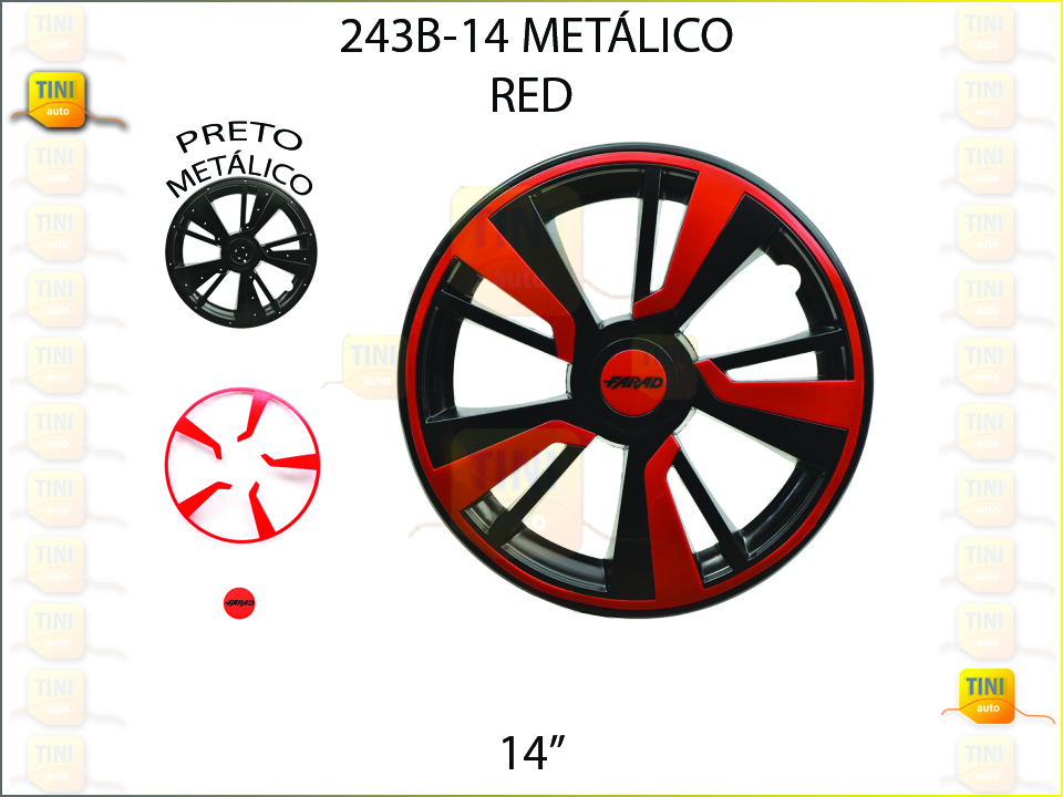 TAMPOES RODA 243BLACK  JANTE 14 RED